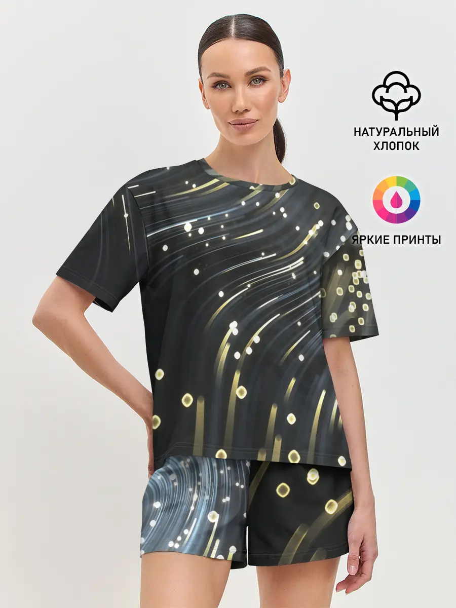 Женская пижама с шортами / Абстракция искры полосы боке