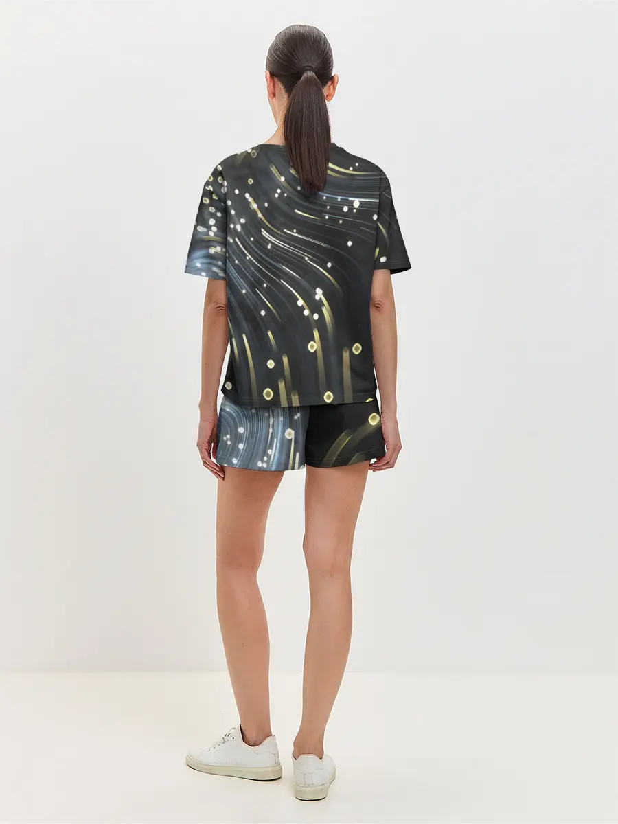Женская пижама с шортами / Абстракция искры полосы боке