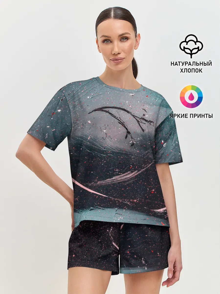 Женская пижама с шортами / Абстракция краска разводы кап