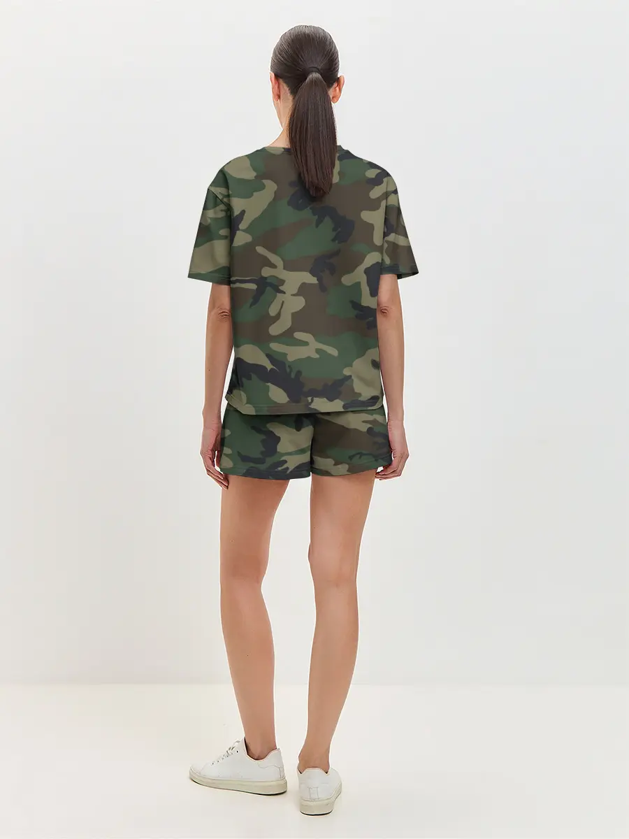 Женская пижама с шортами / Рваный камуфляж ВДВ