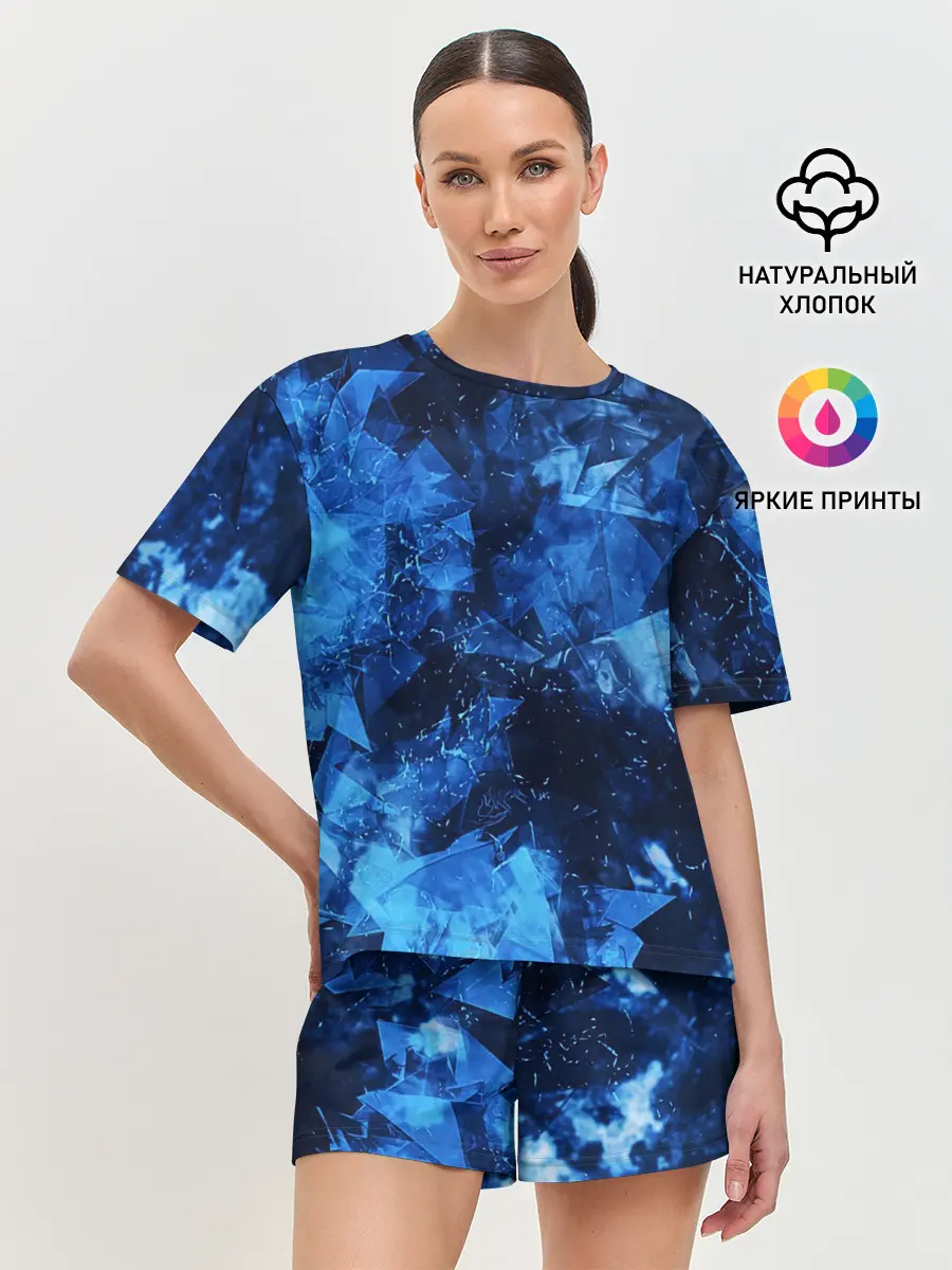 Женская пижама с шортами / Blue Abstraction