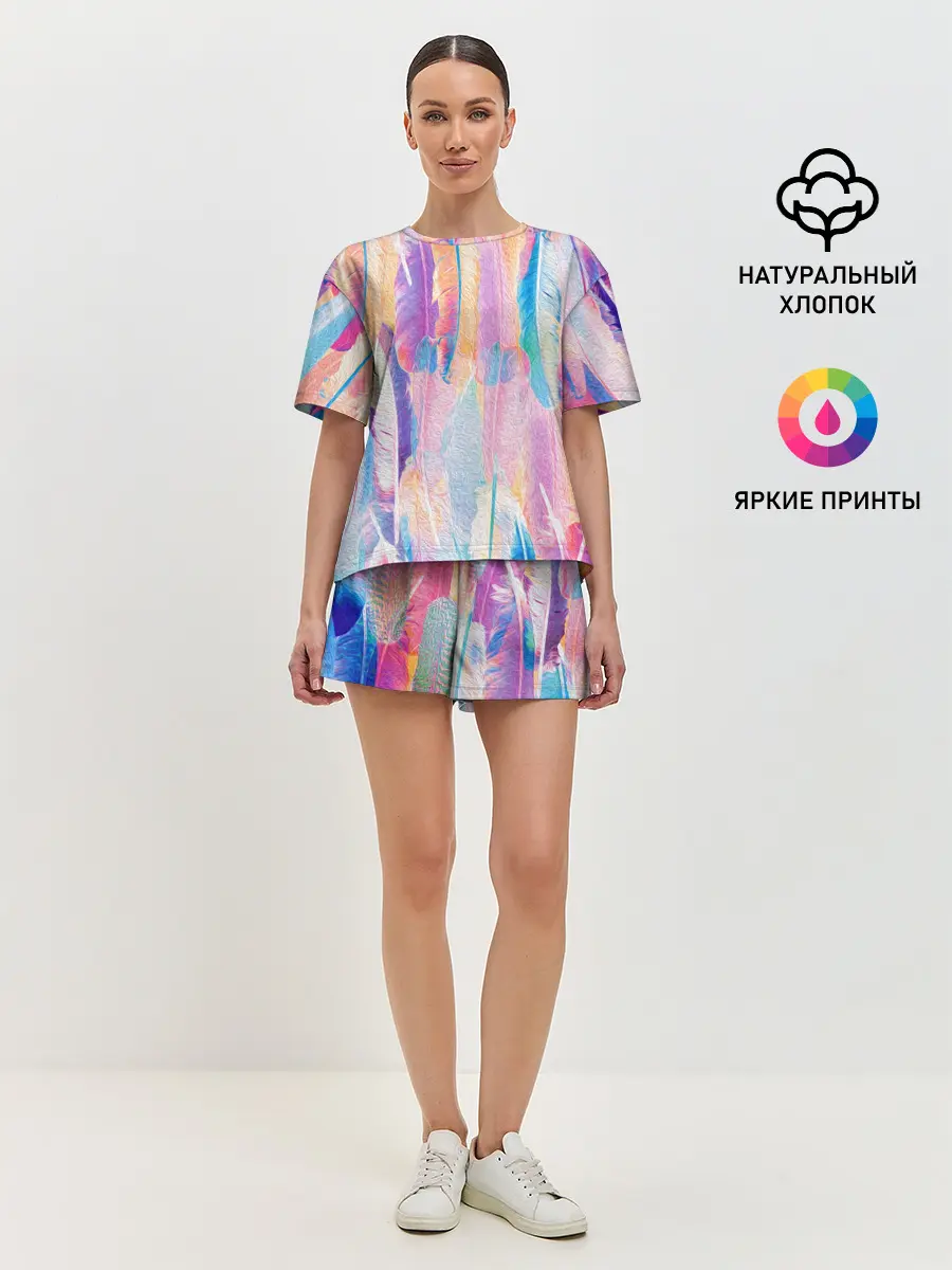 Женская пижама с шортами / ПЕРЬЯ