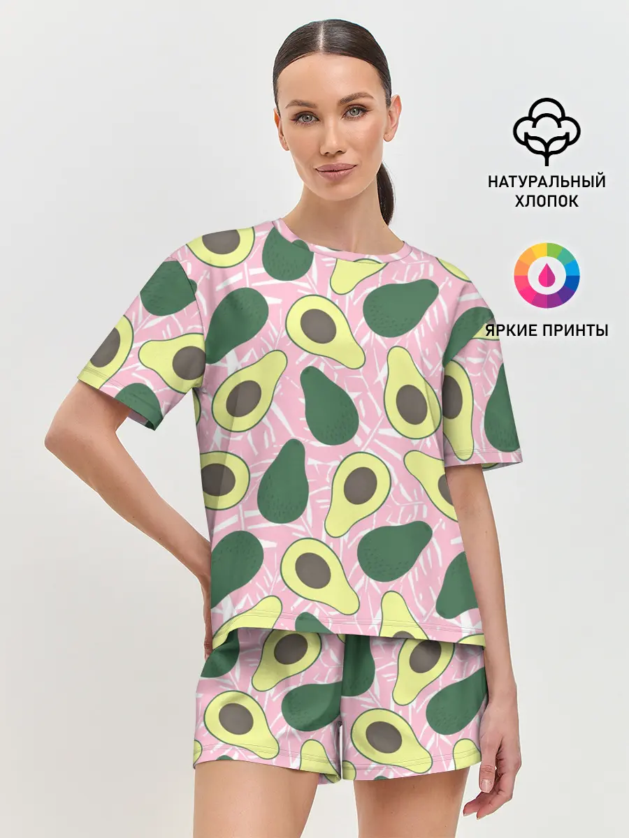 Женская пижама с шортами / avocado