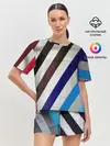 Женская пижама с шортами / Косые линии полосы крупные