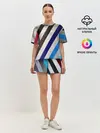 Женская пижама с шортами / Косые линии полосы крупные