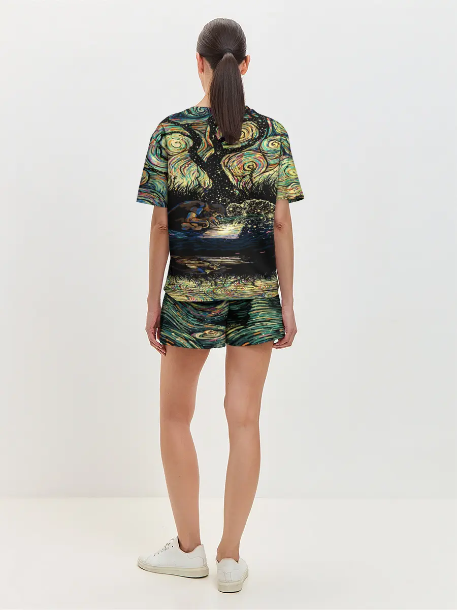 Женская пижама с шортами / НОЧЬ В ЛЕСУ