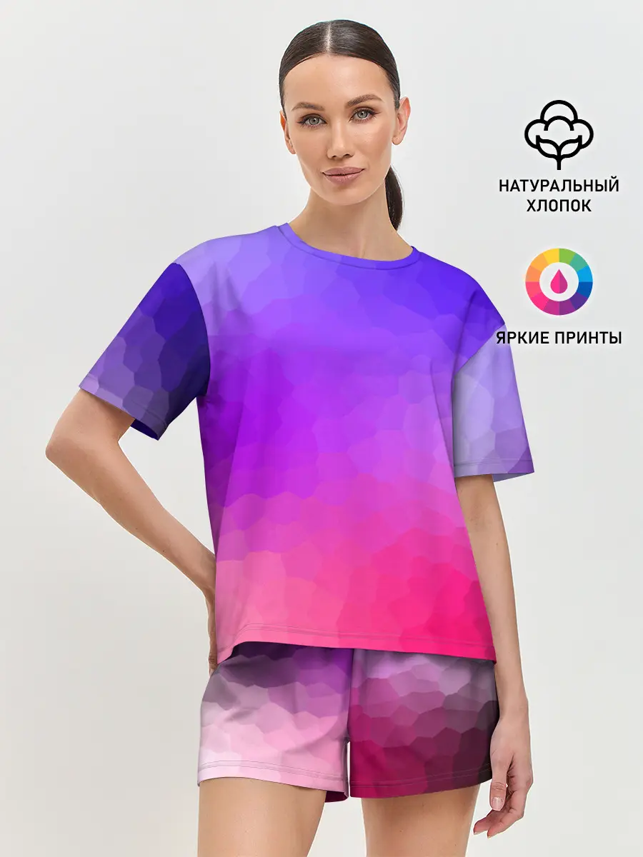 Женская пижама с шортами / фиолетовый кристалл