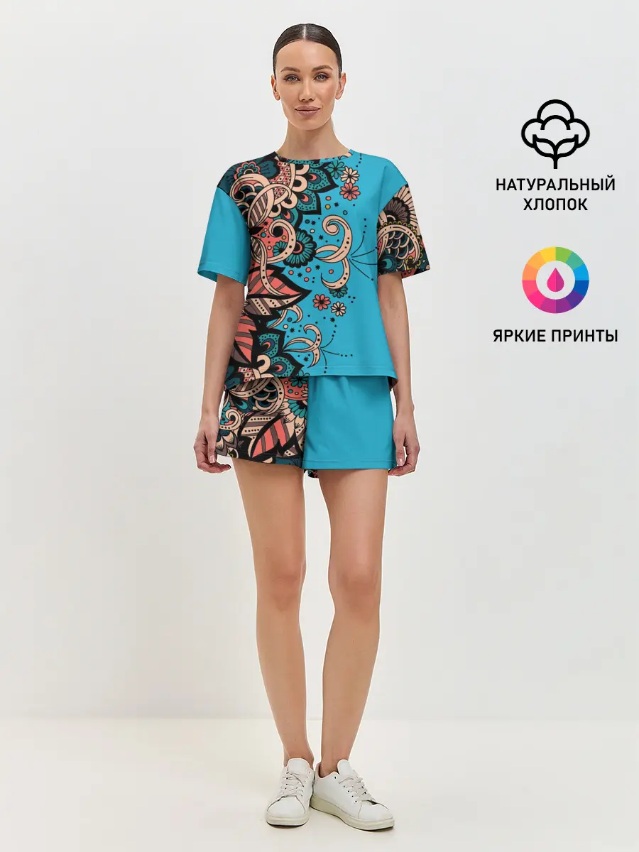 Женская пижама с шортами / Цветочная фантазия