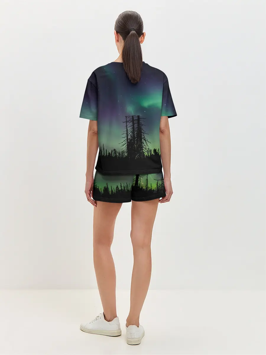 Женская пижама с шортами / Северное сияние
