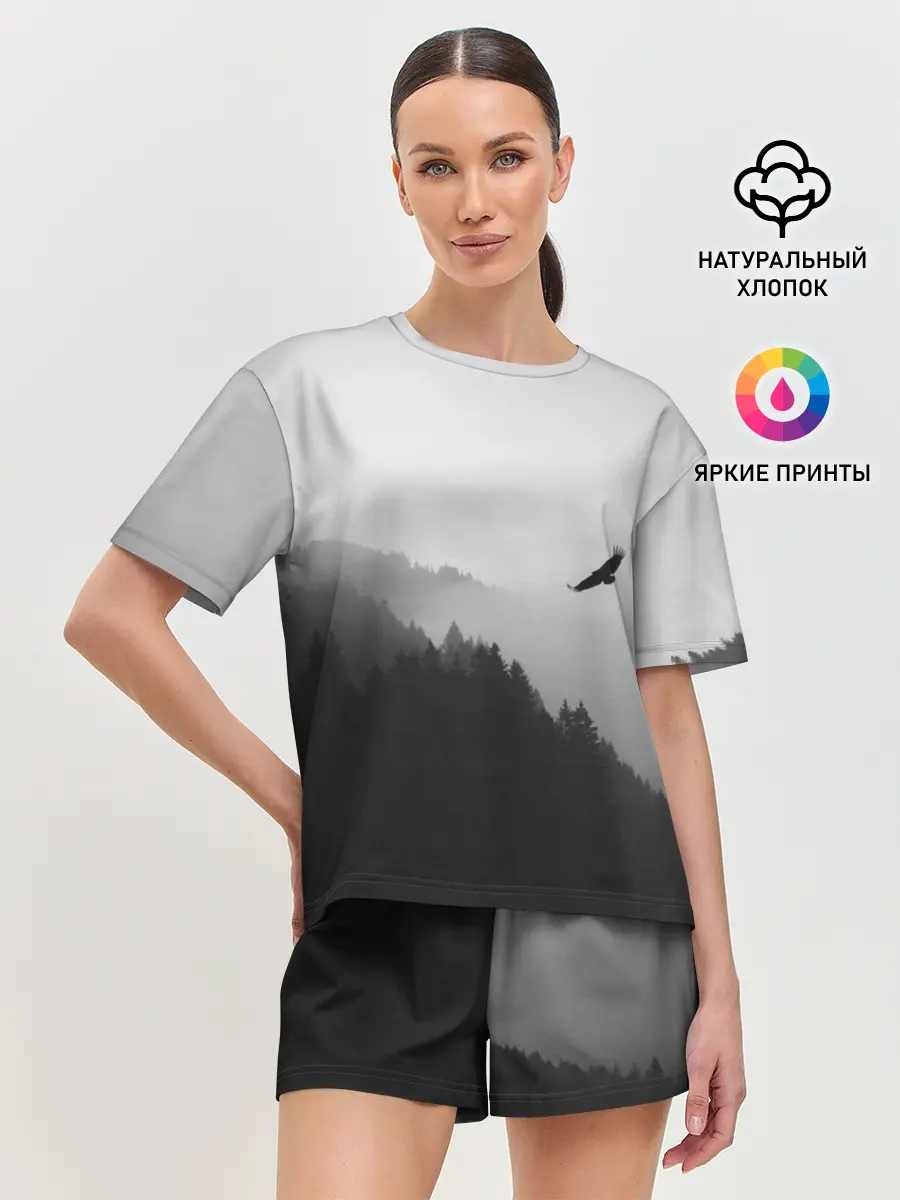 Женская пижама с шортами / ОРЁЛ НАД ЛЕСОМ