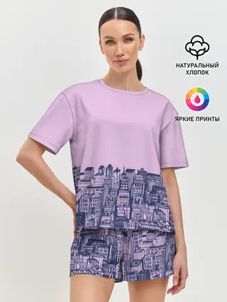 Женская пижама с шортами / город