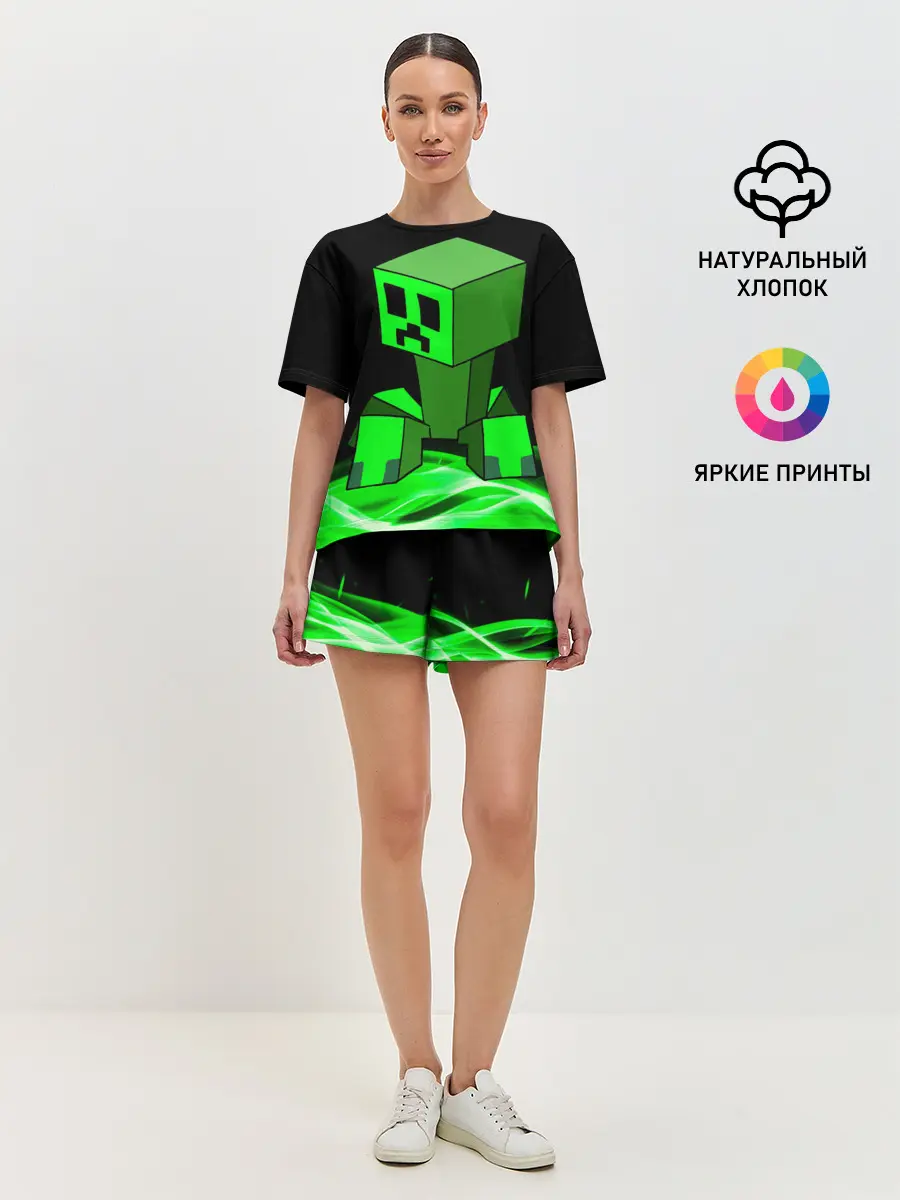 Женская пижама с шортами / Майнкрафт Крипер