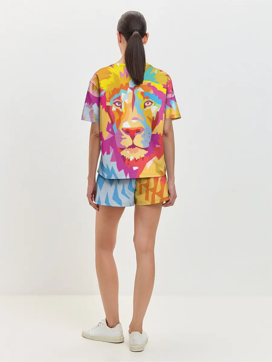 Женская пижама с шортами / Акварельный лев