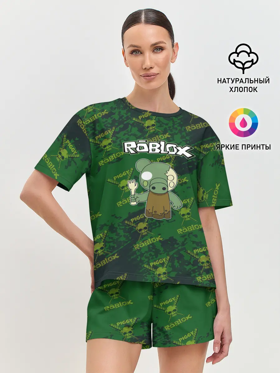 Женская пижама с шортами / Свинка Пигги из Roblox