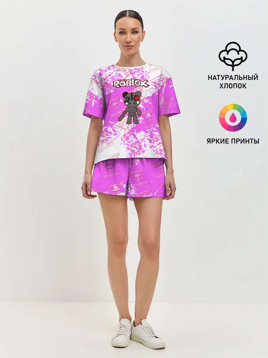 Женская пижама с шортами / Свинка Пигги из Roblox