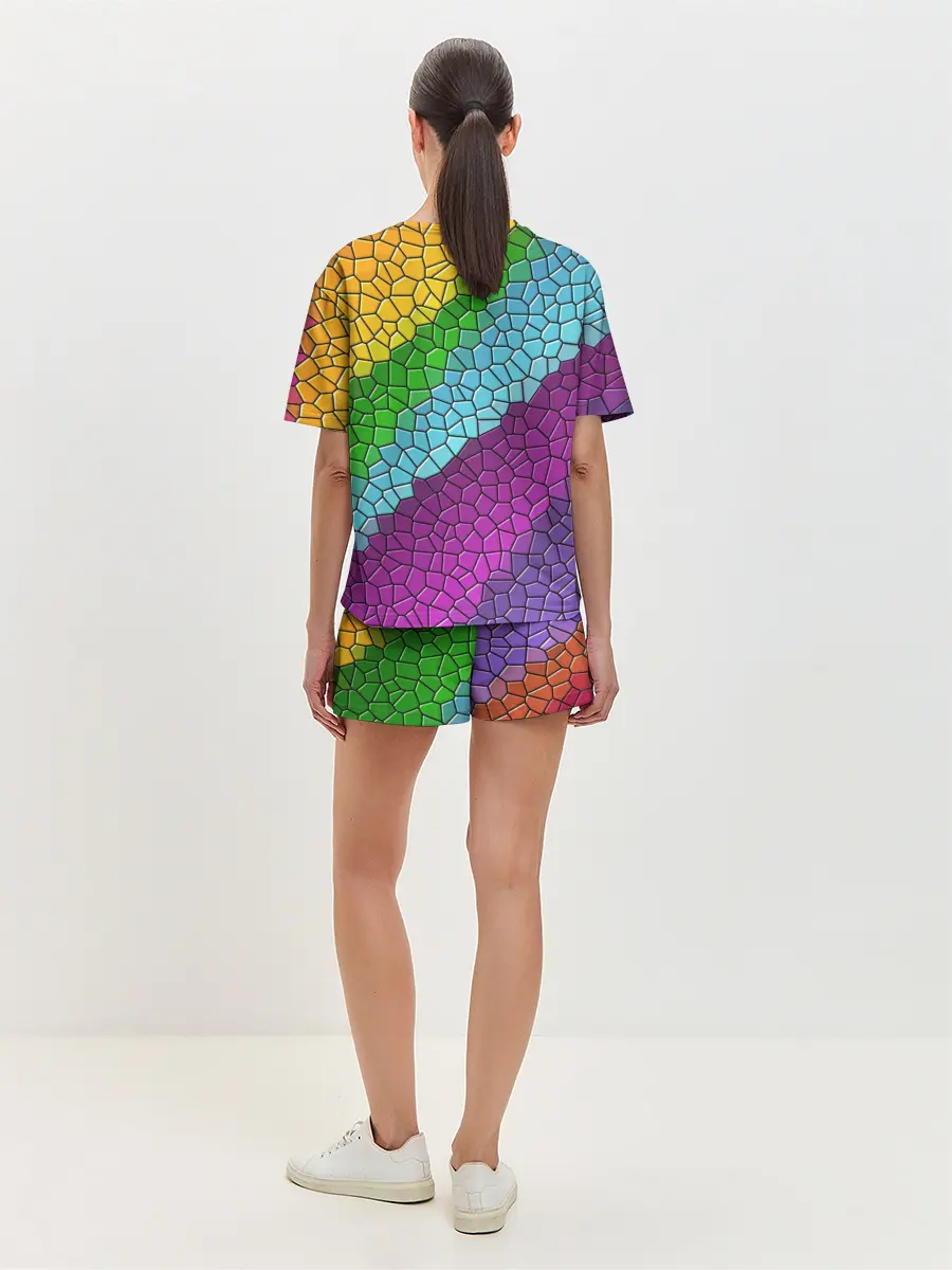Женская пижама с шортами / Яркая мозаика