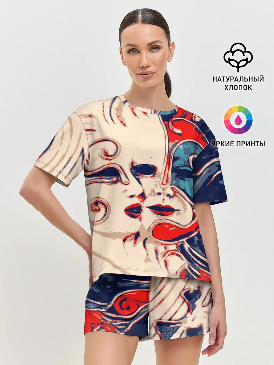 Женская пижама с шортами / Маски