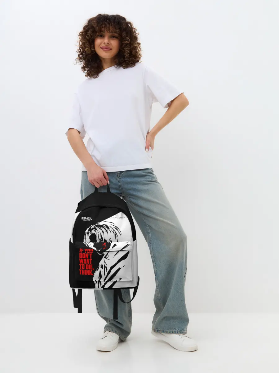 Рюкзак джинсовый / ЕСЛИ НЕ ХОЧЕШЬ УМЕРЕТЬ, ПОДУМАЙ ЕЩЕ РАЗ