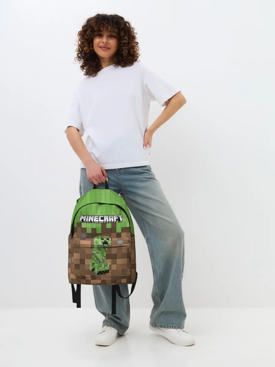 Рюкзак джинсовый / MineCraft | Крипер