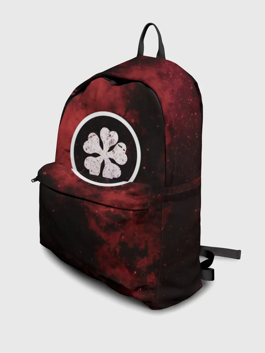 Рюкзак джинсовый / Эмблема Черного клевера на космическом фоне
