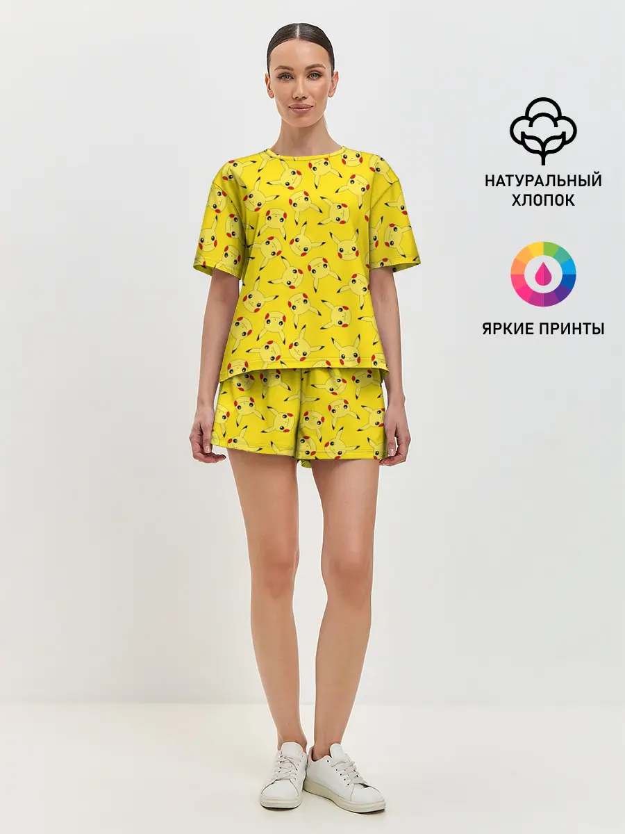 Женская пижама с шортами / Паттерн Пикачу
