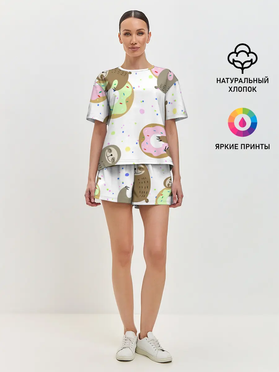 Женская пижама с шортами / Милый Ленивец