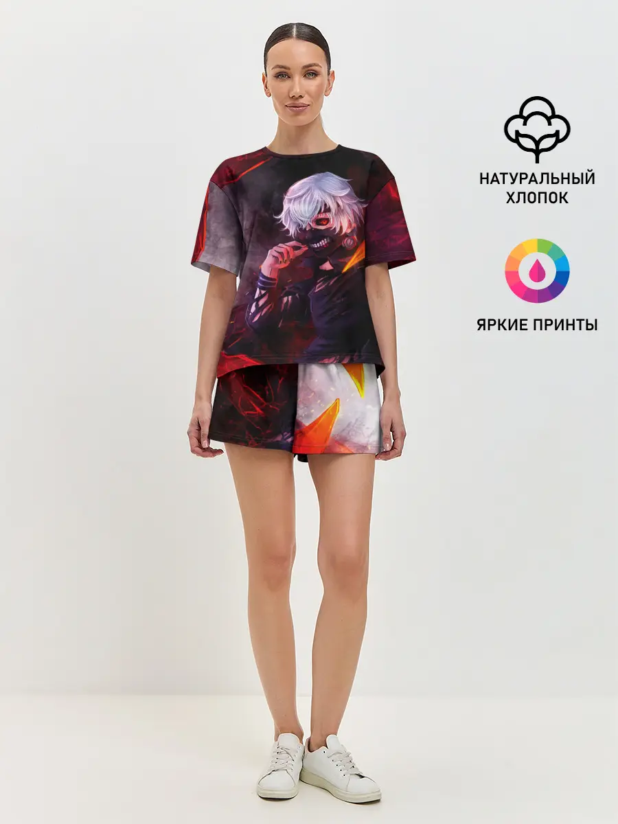 Женская пижама с шортами / Ken Kaneki красные жала