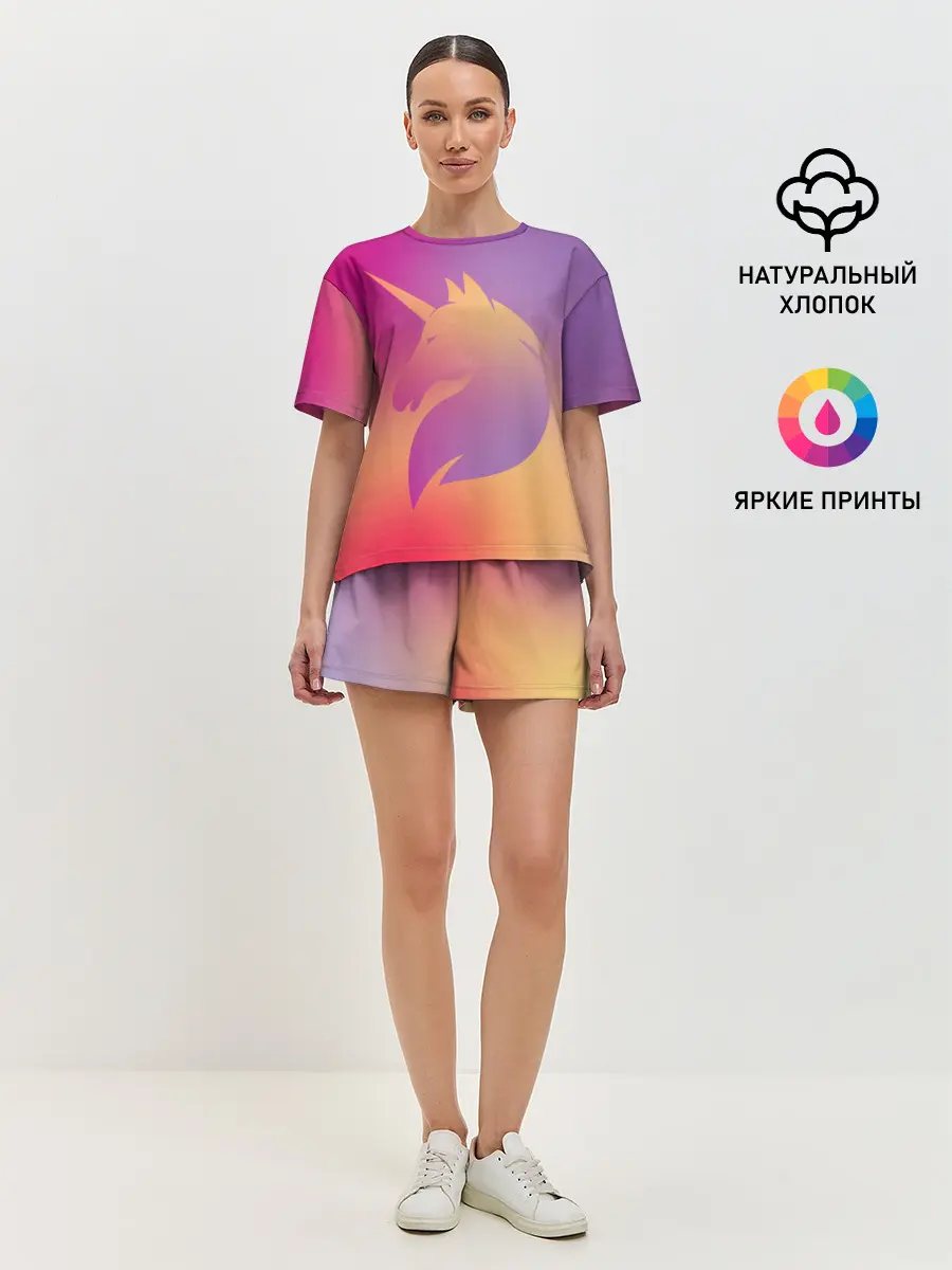 Женская пижама с шортами / Unicorn gradient