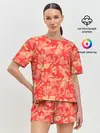 Женская пижама с шортами / Оранжевый камуфляж