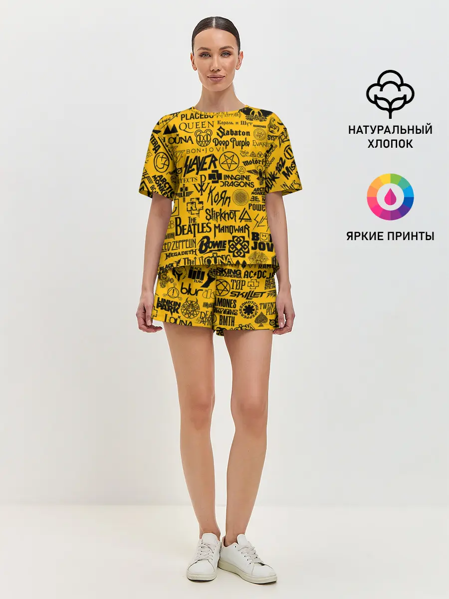 Женская пижама с шортами / ЛОГОТИПЫ РОК ГРУПП