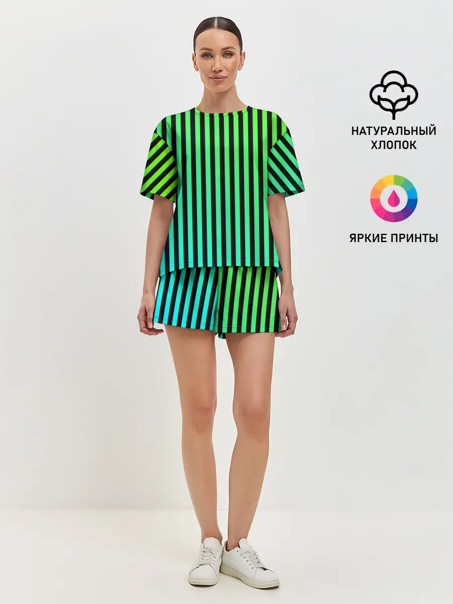 Женская пижама с шортами / Пикси полосы