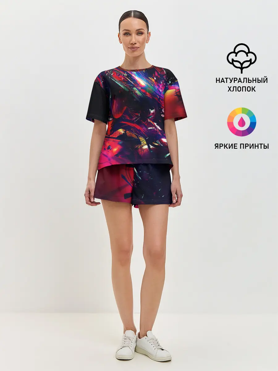 Женская пижама с шортами / DIGITAL STRIPES