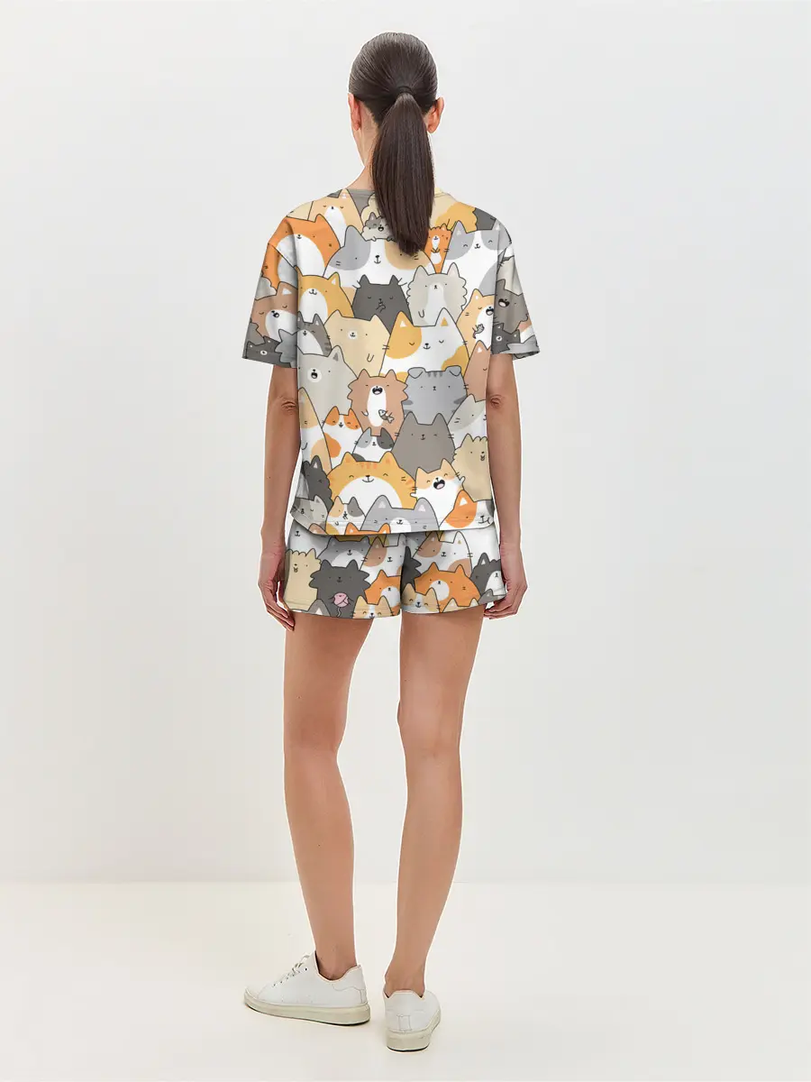 Женская пижама с шортами / Кошачья стая