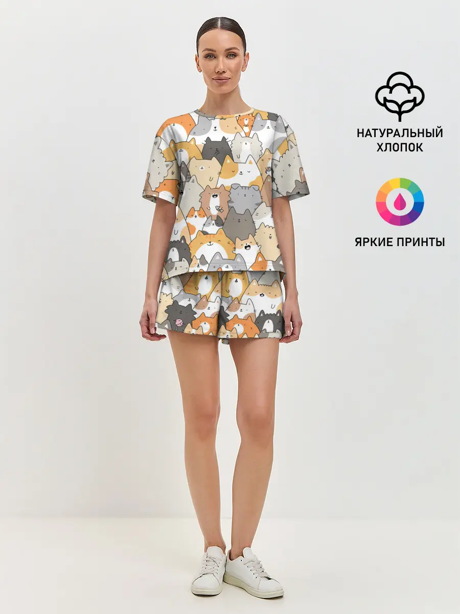 Женская пижама с шортами / Кошачья стая