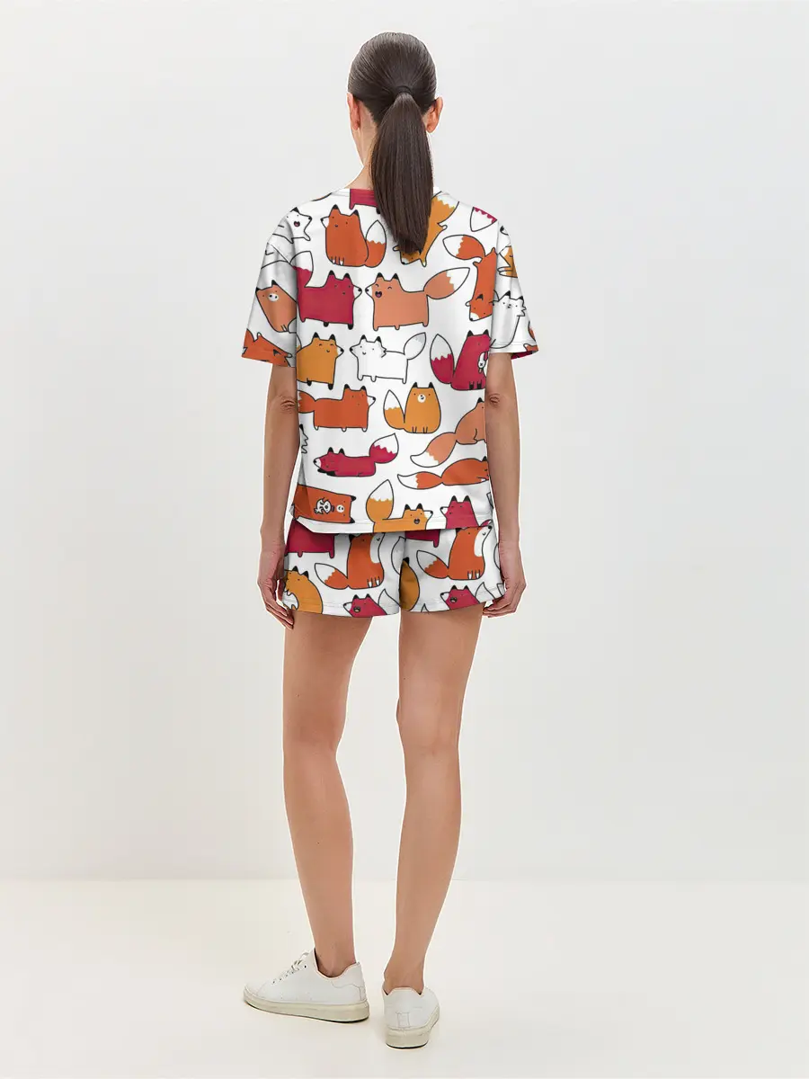Женская пижама с шортами / Милые лисы