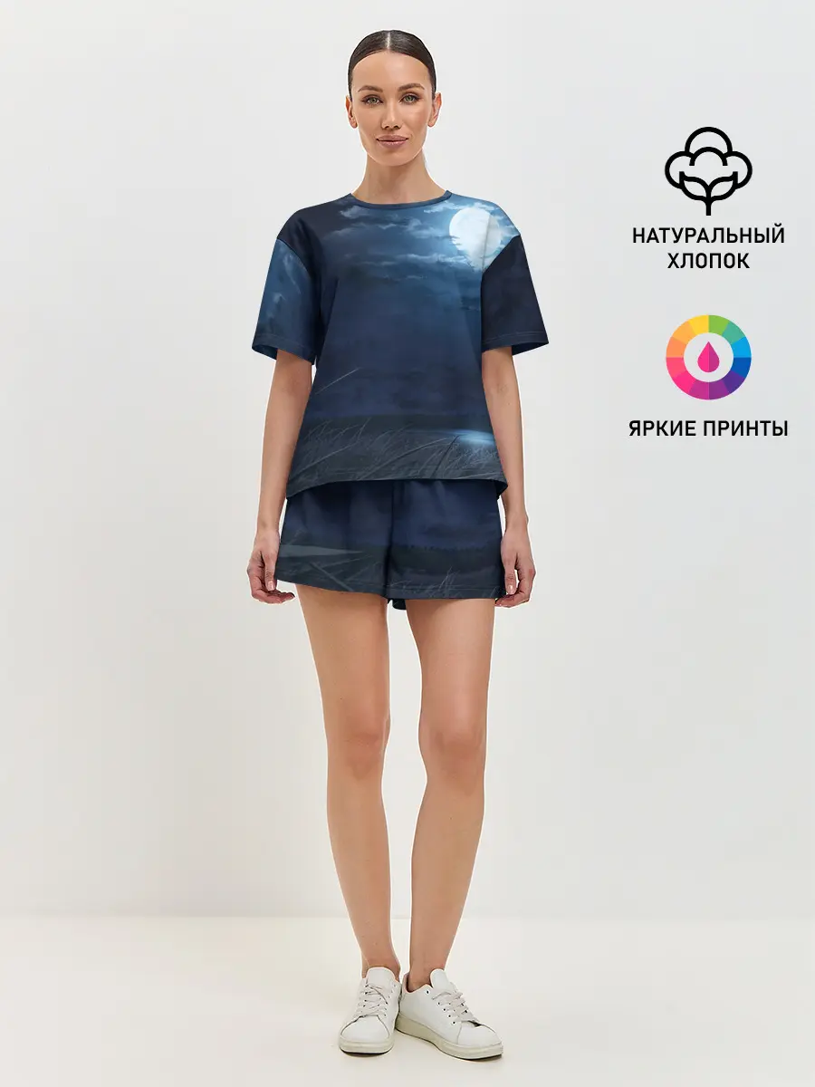 Женская пижама с шортами / Ночное поле