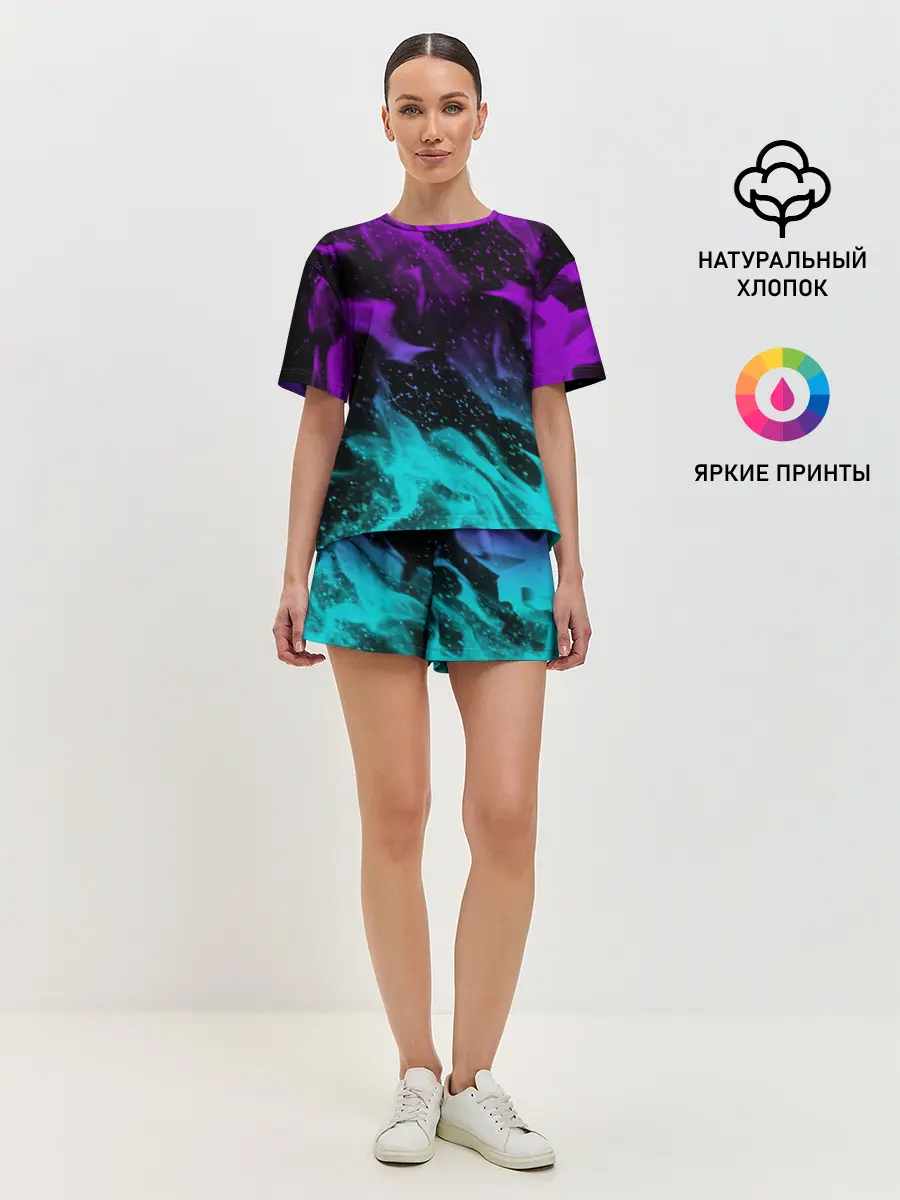 Женская пижама с шортами / НЕОНОВЫЙ ОГОНЬ