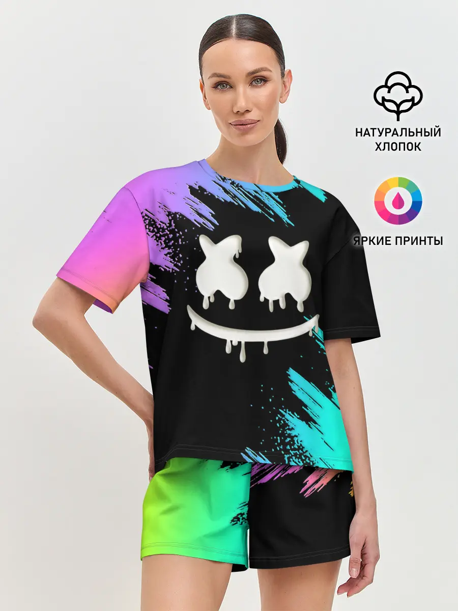 Женская пижама с шортами / Marshmello