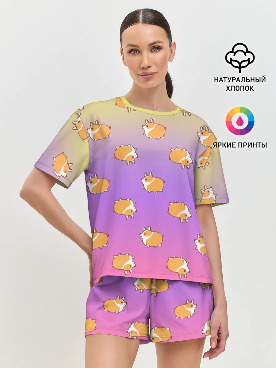 Женская пижама с шортами / Корги