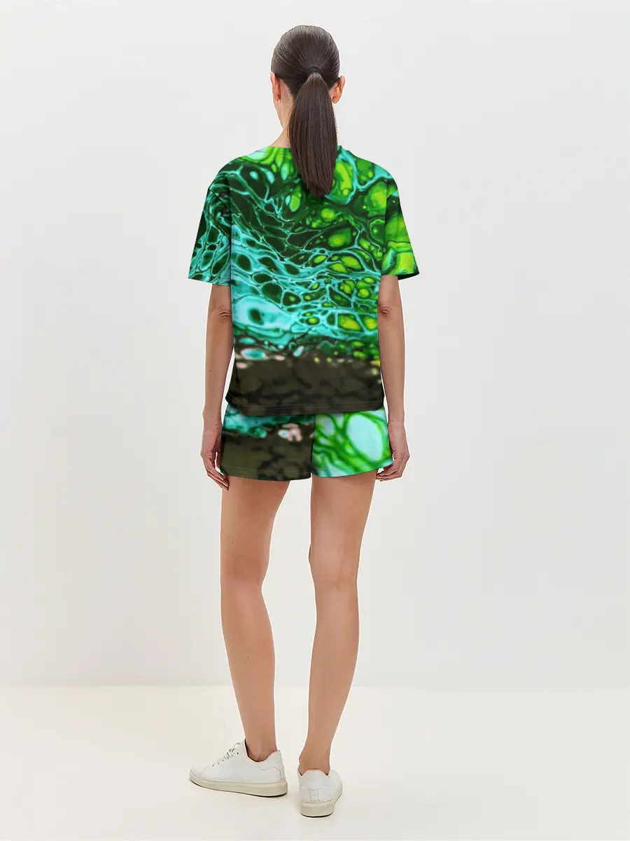 Женская пижама с шортами / Кислотные разводы краски