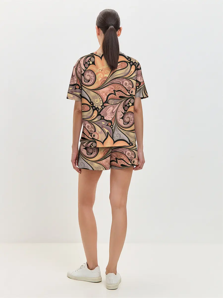 Женская пижама с шортами / дудл узоры