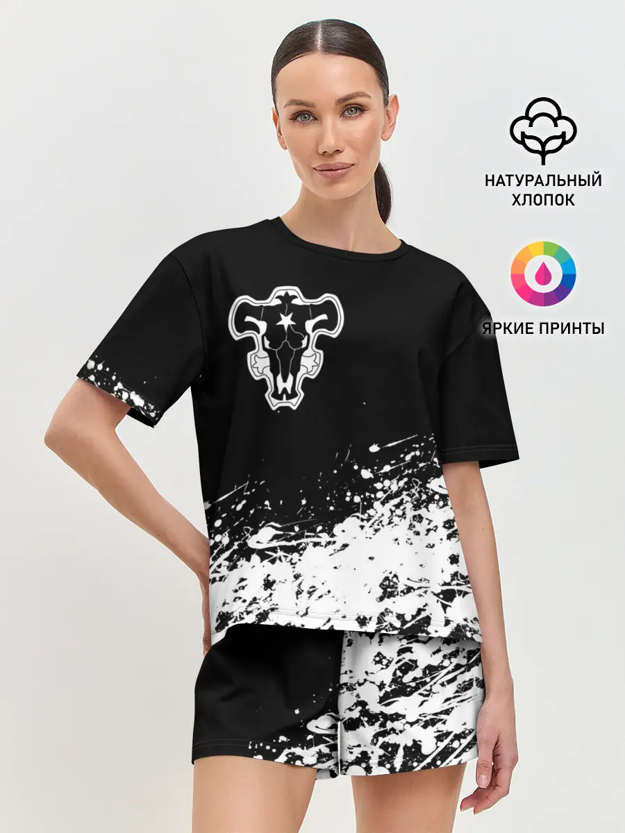 Женская пижама с шортами / Черный Клевер