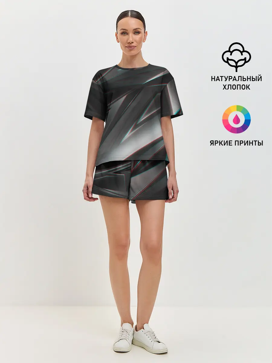 Женская пижама с шортами / GEOMETRY STRIPES GLITCH