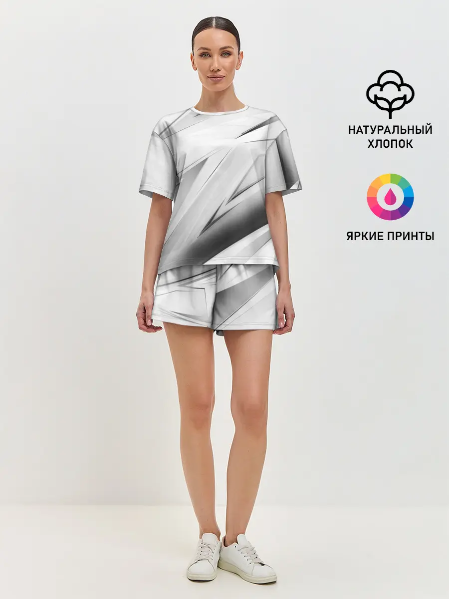 Женская пижама с шортами / GEOMETRY STRIPES WHITE