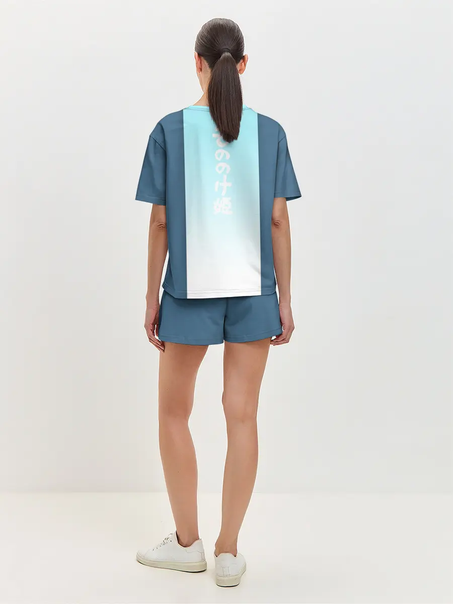 Женская пижама с шортами / Mononoke голубое небо