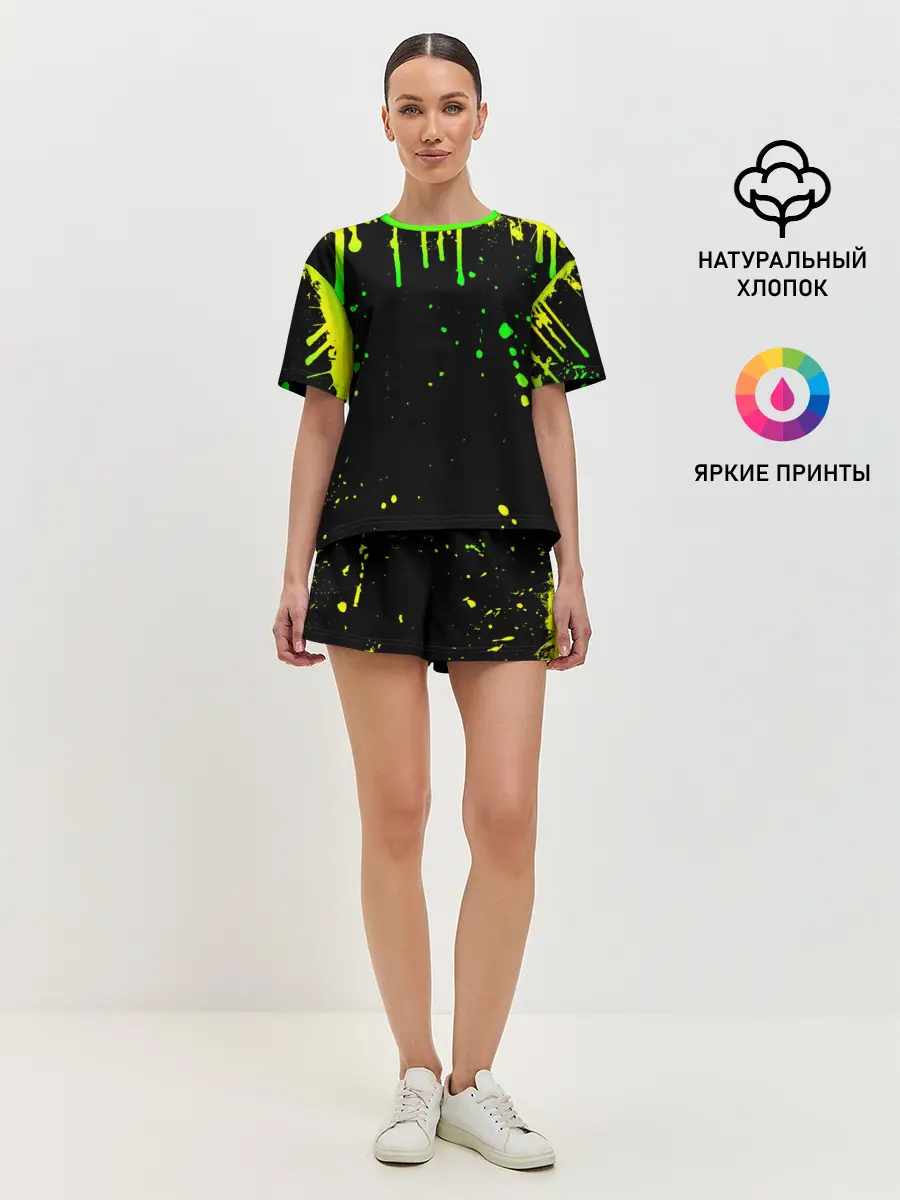 Женская пижама с шортами / НЕОНОВЫЕ ПОДТЕКИ