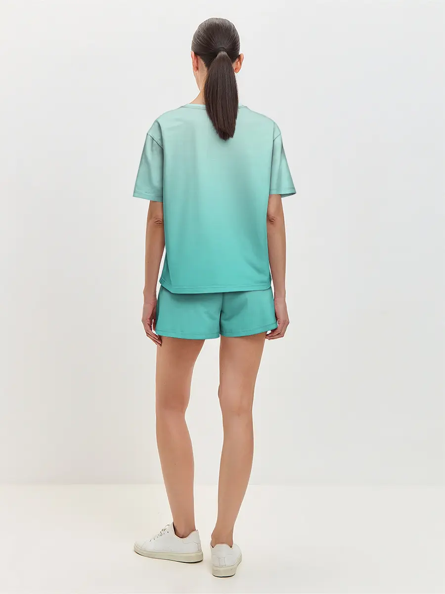 Женская пижама с шортами / розовый единорог в небесах