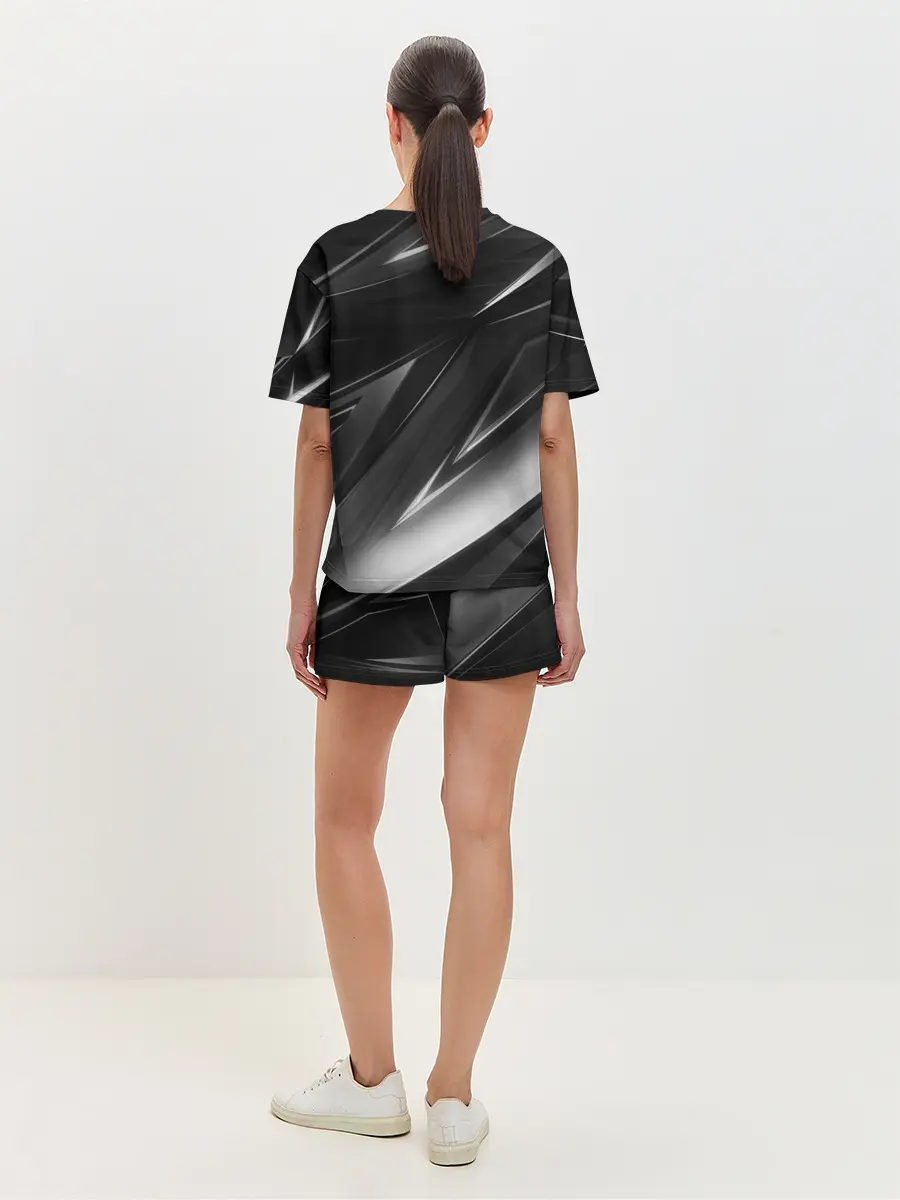 Женская пижама с шортами / GEOMETRY STRIPES BLACK & WHITE