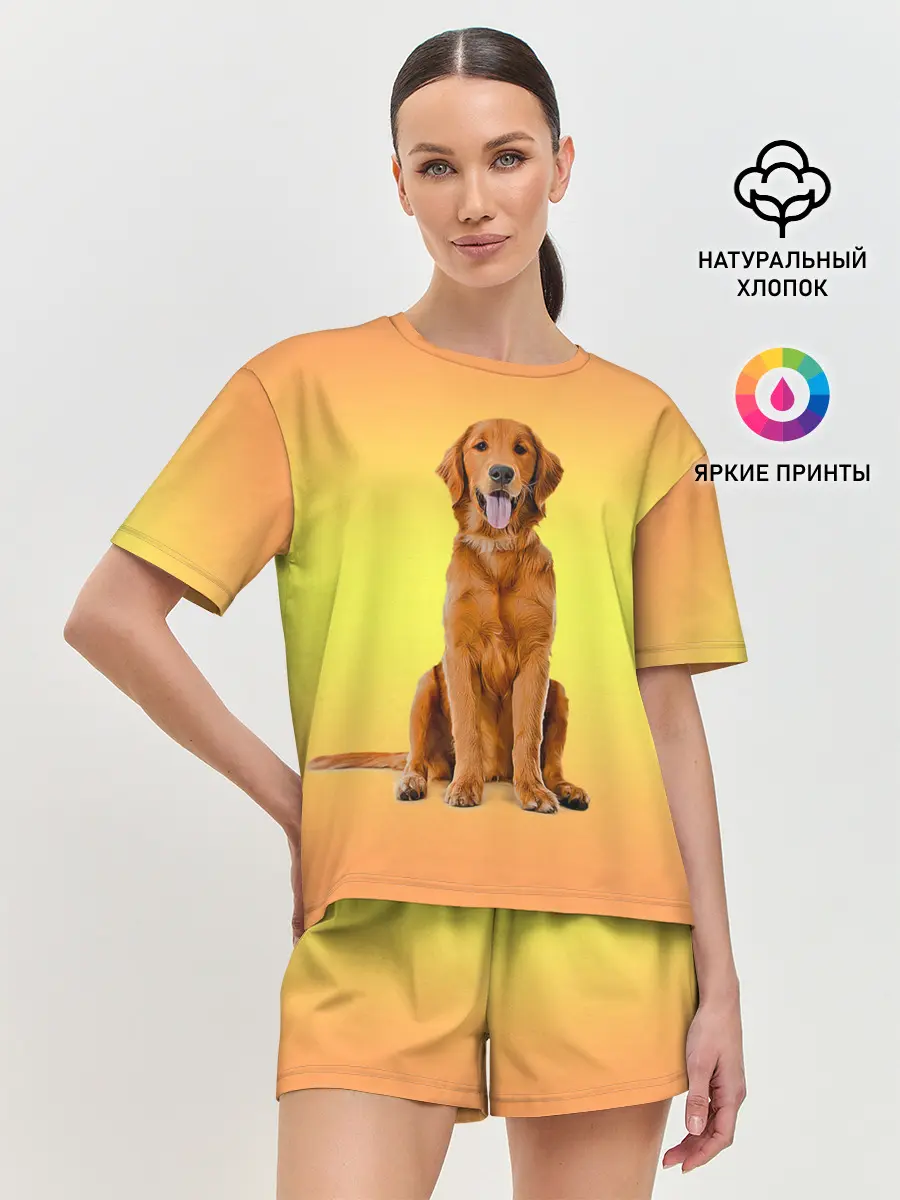 Женская пижама с шортами / Золотистый ретривер