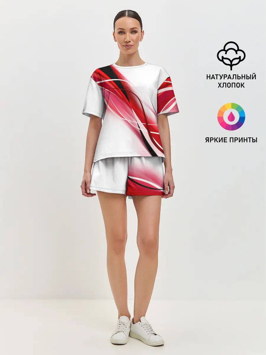 Женская пижама с шортами / GEOMETRY STRIPES RED